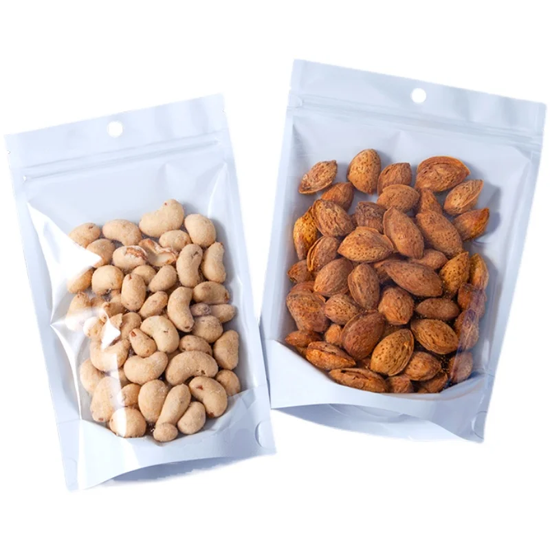 Clear White Foil Stand Up Pouch with Zipper 1