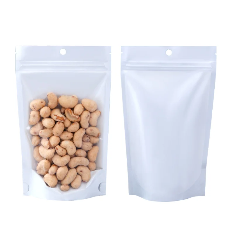 Clear White Foil Stand Up Pouch with Zipper