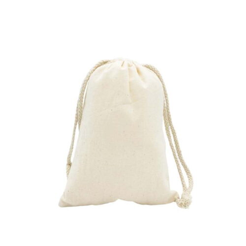 Calico Bags with Drawstrings, Natural Cotton, Various Sizes (100 pcs)