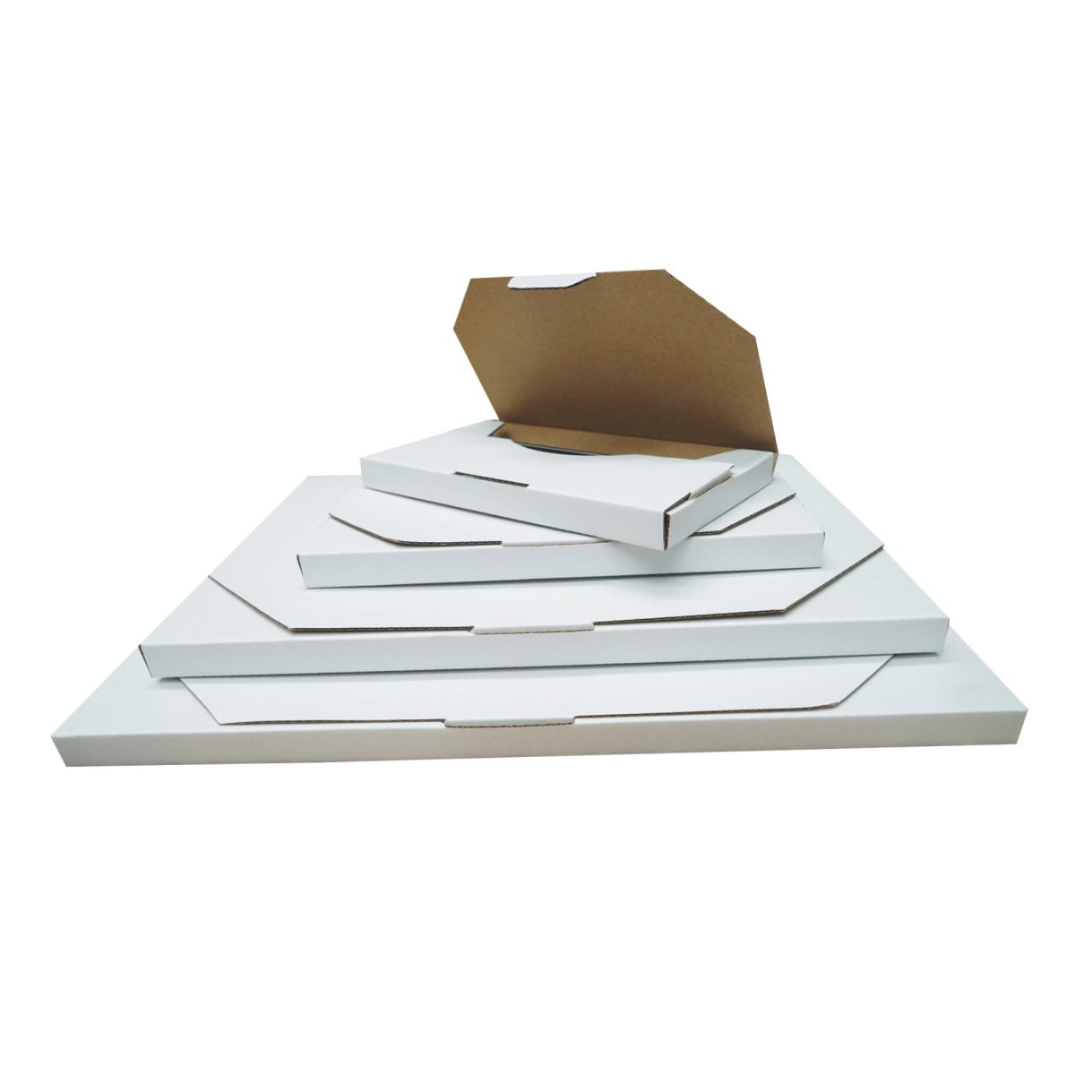 Flat Mailing Boxes in White, Envelope Boxes, Various Sizes (100 pcs