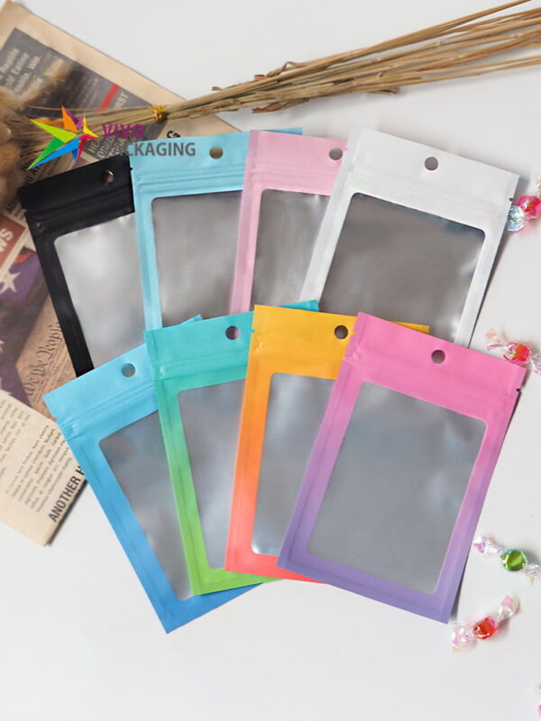 Colourful Gradient 3 Side Seal Pouches, Flat Pouch Bags, Various Sizes, with Zipper (100 pcs)