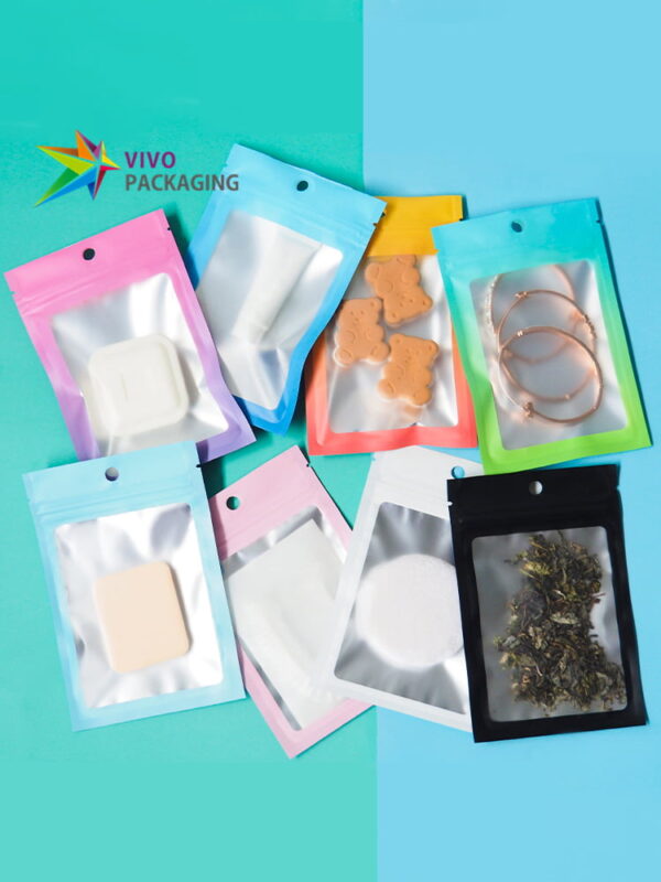 Colourful Gradient 3 Side Seal Pouches, Flat Pouch Bags, Various Sizes, with Zipper (100 pcs)