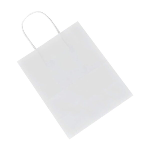 White Kraft Paper Shopping Carry Bag  (250 pcs) (190×245+80mm)