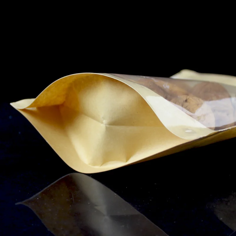 Ziplock Stand Up Pouch made with Clear Window and Kraft Paper 2