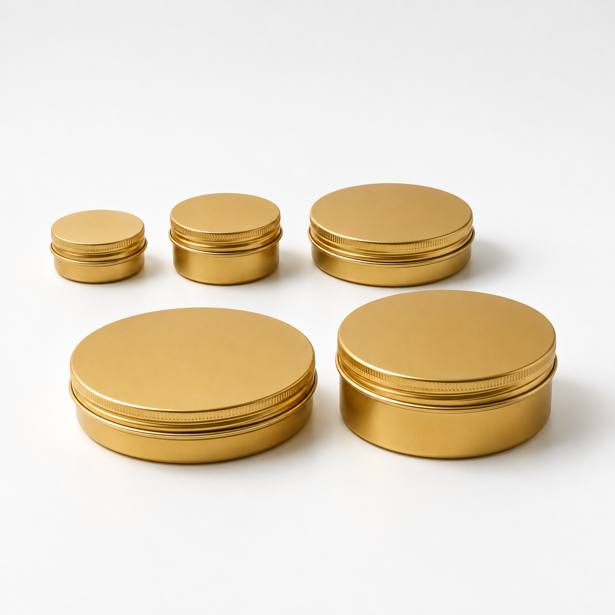 gold tin main 100g Gold Aluminium Tin Jar and Screw Cap, Small Tin Box (100 pcs) (D85xH28mm)