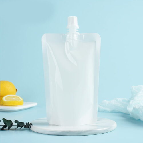500ml Glossy White Stand Up Spout Pouch, Liquid Packaging Pouch (300 pcs)