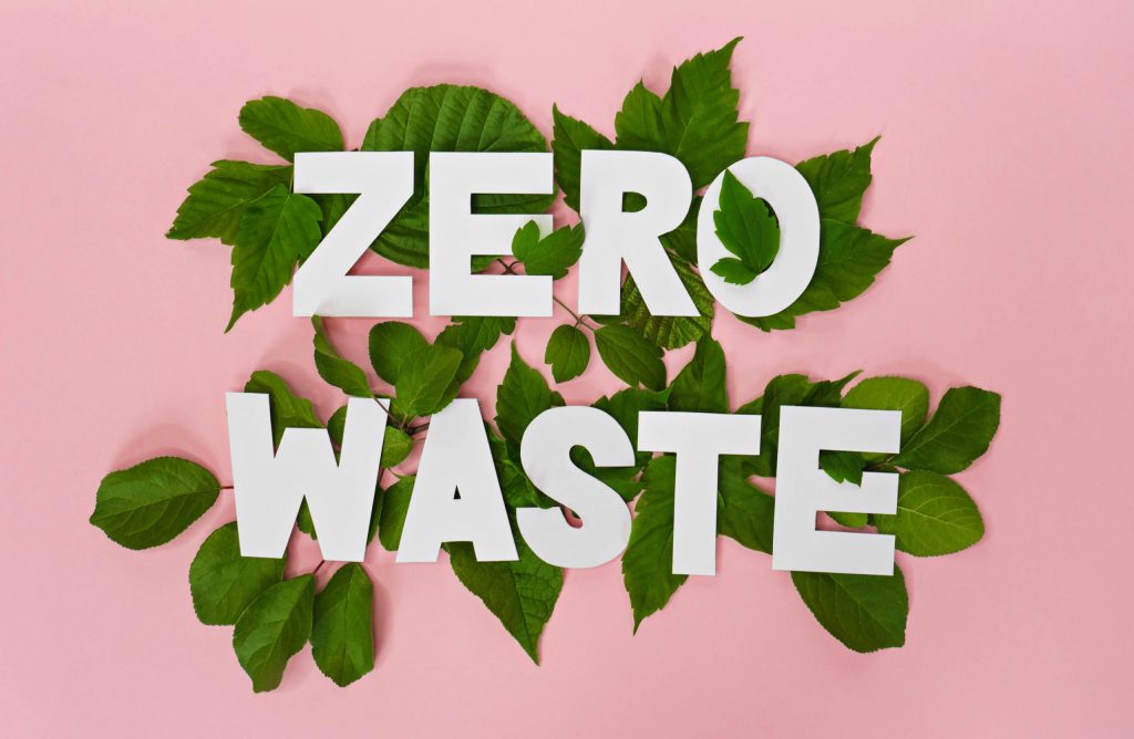 Zero,Waste,Paper,Text,Witj,Green,Leaves,On,Pink,Background