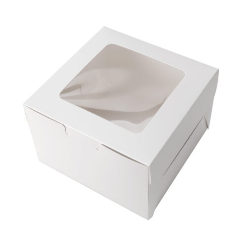 White Patisserie Square Cake Box with Window (100pcs)