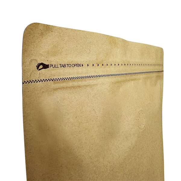 500g Kraft Paper Stand Up Coffee Bag with Valve, Pull-Tab Zipper, Foil Lined (100 pcs)
