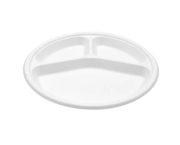 10inch 3 Compartment Plate – White (500 units) – Disposable & Takeaway
