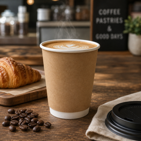 12oz Kraft Disposable Double Wall Takeaway Coffee Cup (500 units ...