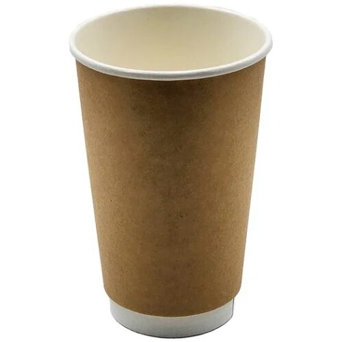 16oz Kraft Disposable Double Wall Takeaway Coffee Cup (500 units)