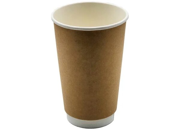 16oz Kraft Disposable Double Wall Takeaway Coffee Cup (1000 units)