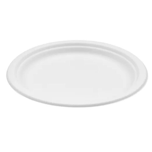 Sugarcane 9inch Round Plate – White (500 units) – Disposable & Takeaway