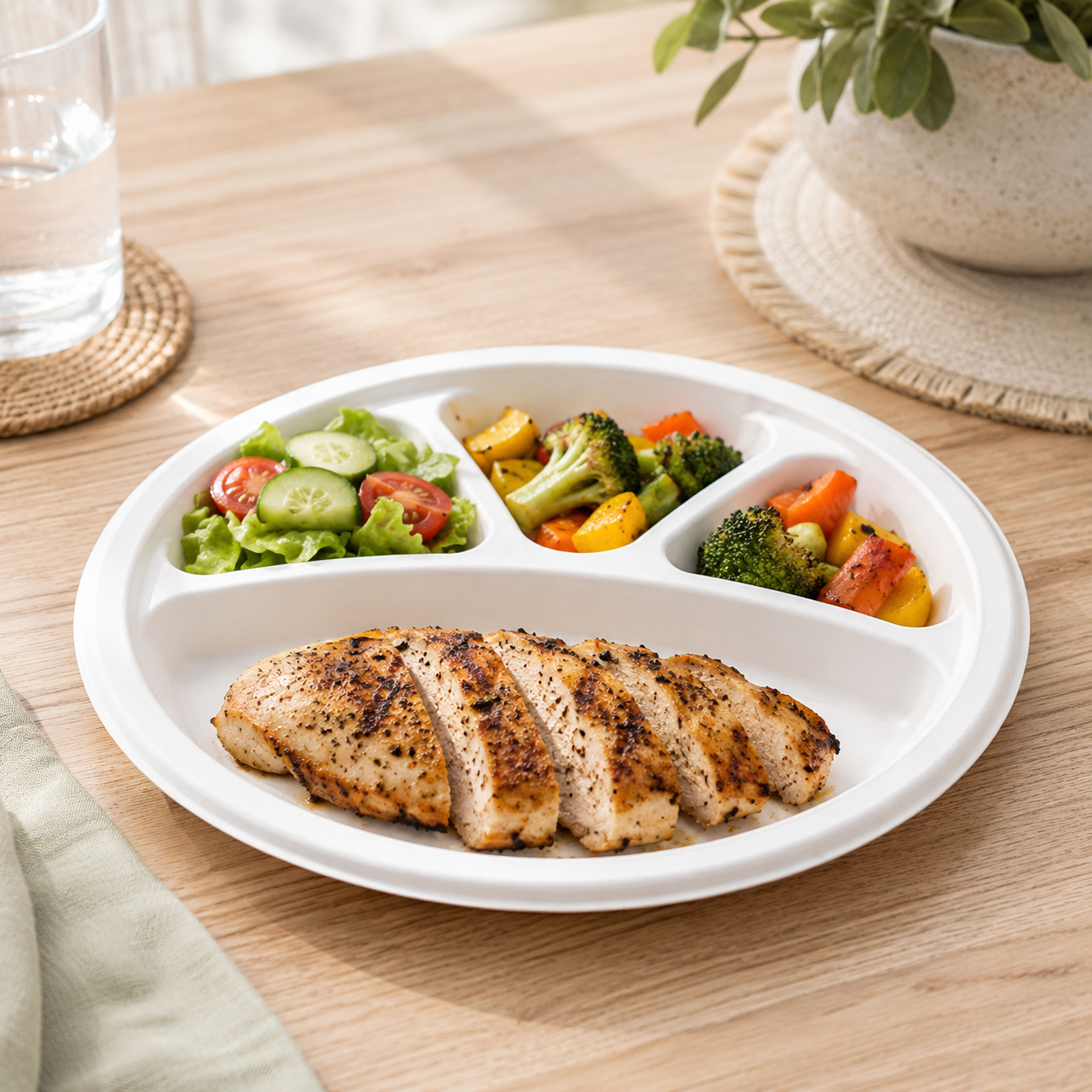 ChatGPT Image Jun 11, 2026, 01_34_10 PM 11inch 4 Compartment Plate – White (250 units) – Disposable & Takeaway