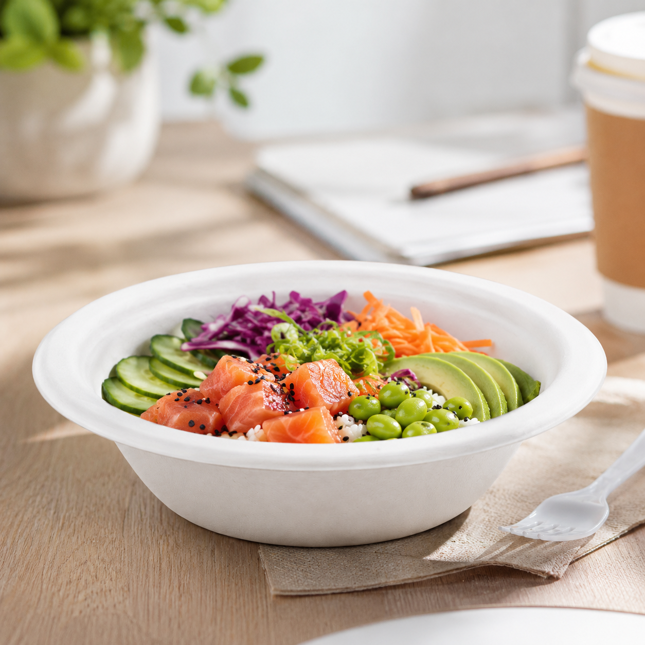 Sugarcane 16oz_500ml Bowl 02 Sugarcane 16oz / 500ml Bowl – White (1000 units) – Disposable & Takeaway