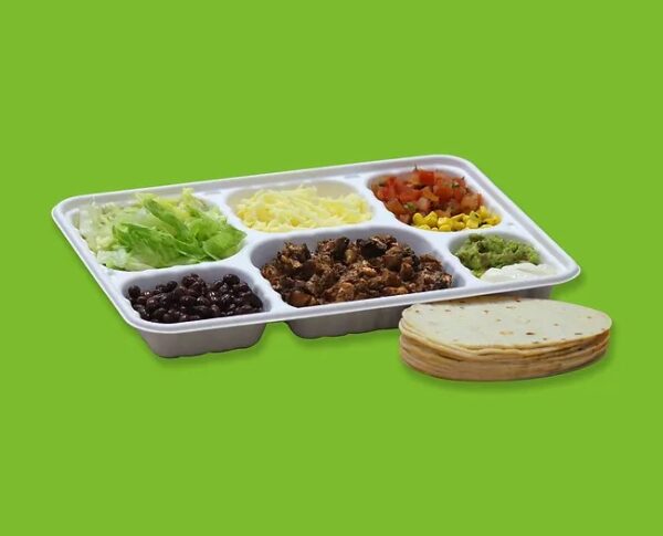 6 Compartment Takeaway Tray – White (200 units)