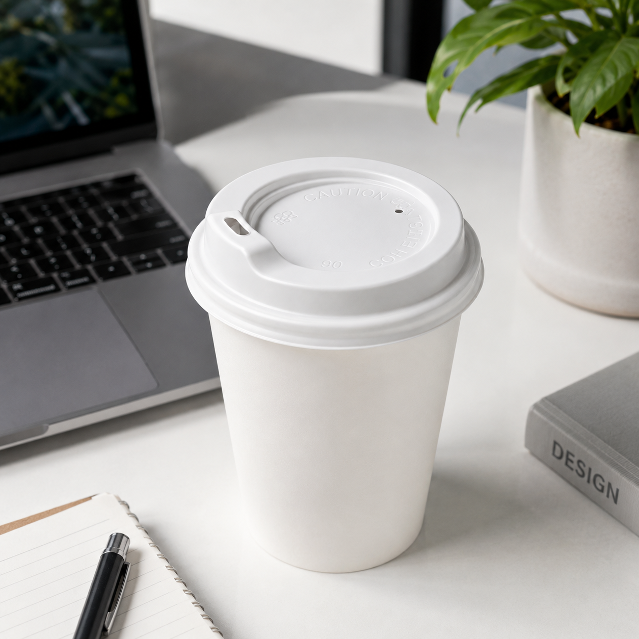 90mm white 02 90mm White Sipper Lid for Coffee Cups (1000 units)
