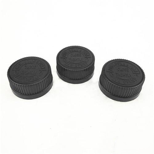32mm PP Child-Resistant Caps – Black Plastic Childproof Lids for Safety Packaging