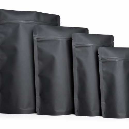 100g Smooth Matt Black Finish Recyclable Stand Up Pouch with Zipper (100 pcs) (120×200+80mm)