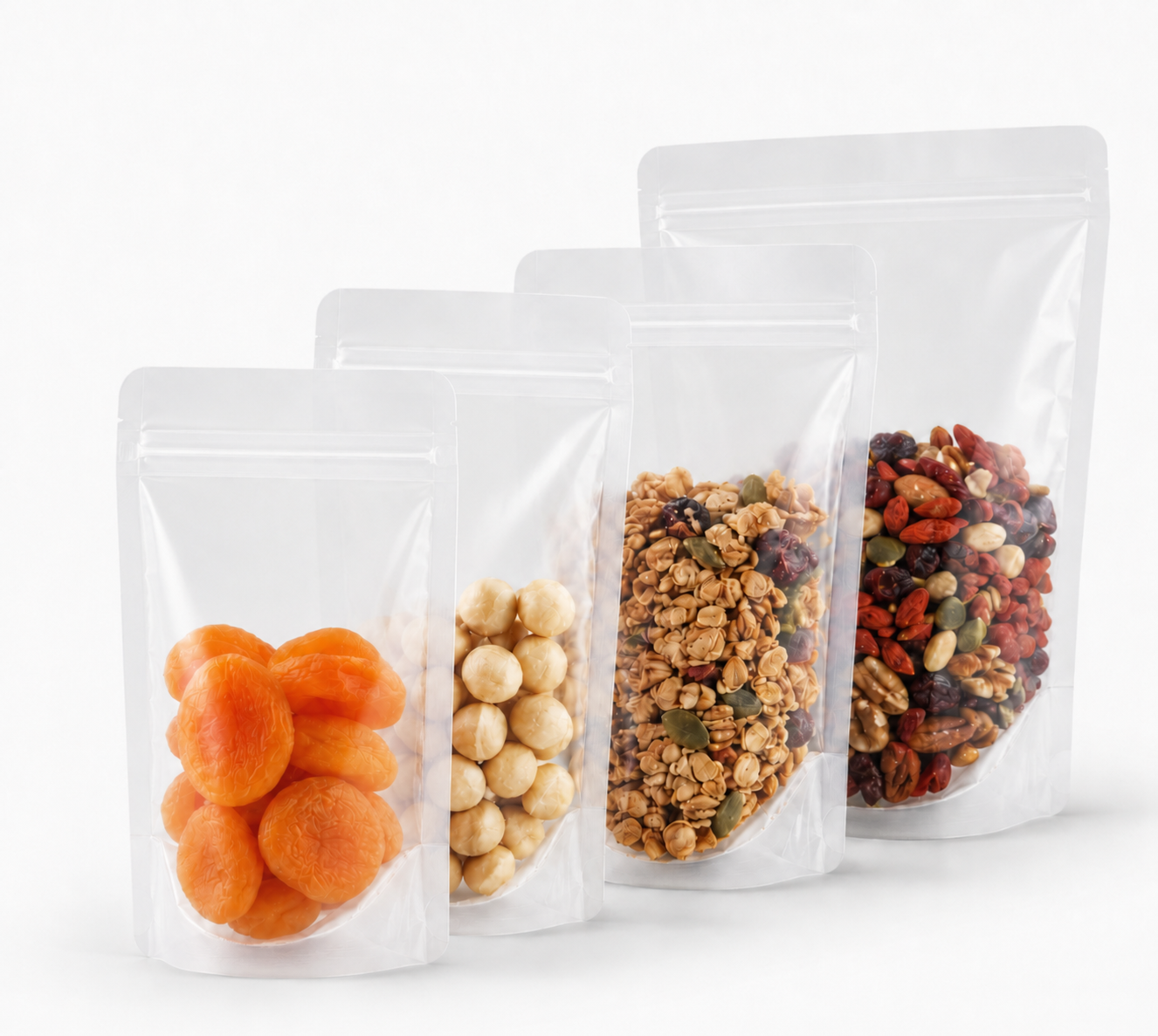 recyclable PE pouch main image Single Material Recyclable Clear Stand Up Pouch with Zipper (100 pcs) – 250g (160×230+90mm)