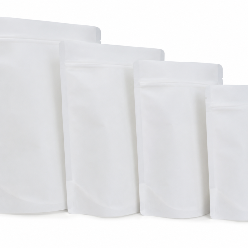 100g Smooth Matt White Finish Recyclable Stand Up Pouch with Zipper (100 pcs) (120×200+80mm)