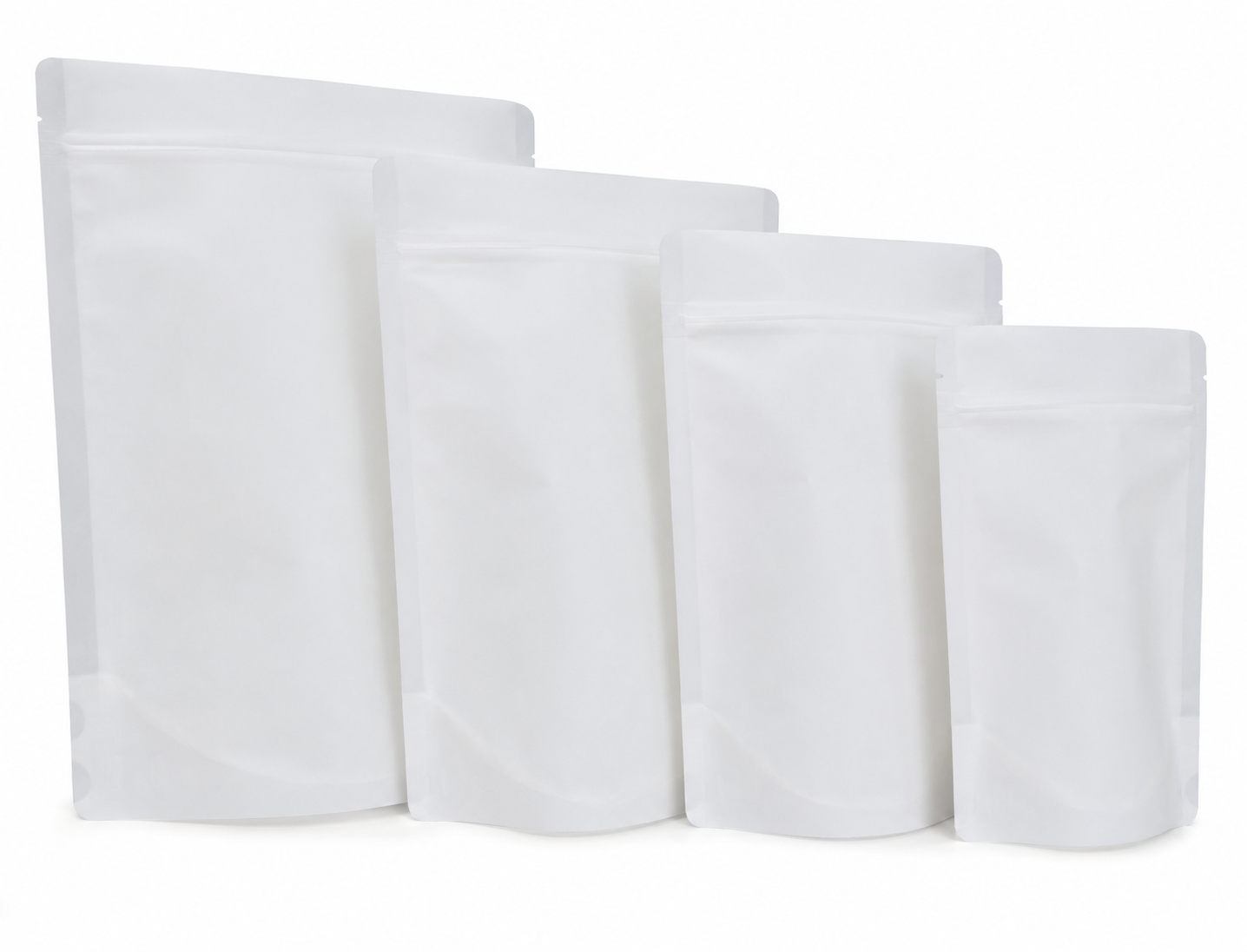 white smooth 01 100g Smooth Matt White Finish Recyclable Stand Up Pouch with Zipper (100 pcs) (120×200+80mm)