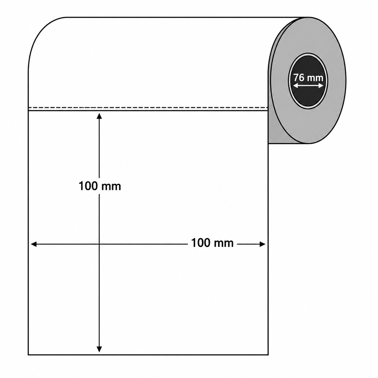 LBLTC10010076C1000NPRF 100x100mm Direct Thermal Label 76mm Core (4 Rolls x 1000)