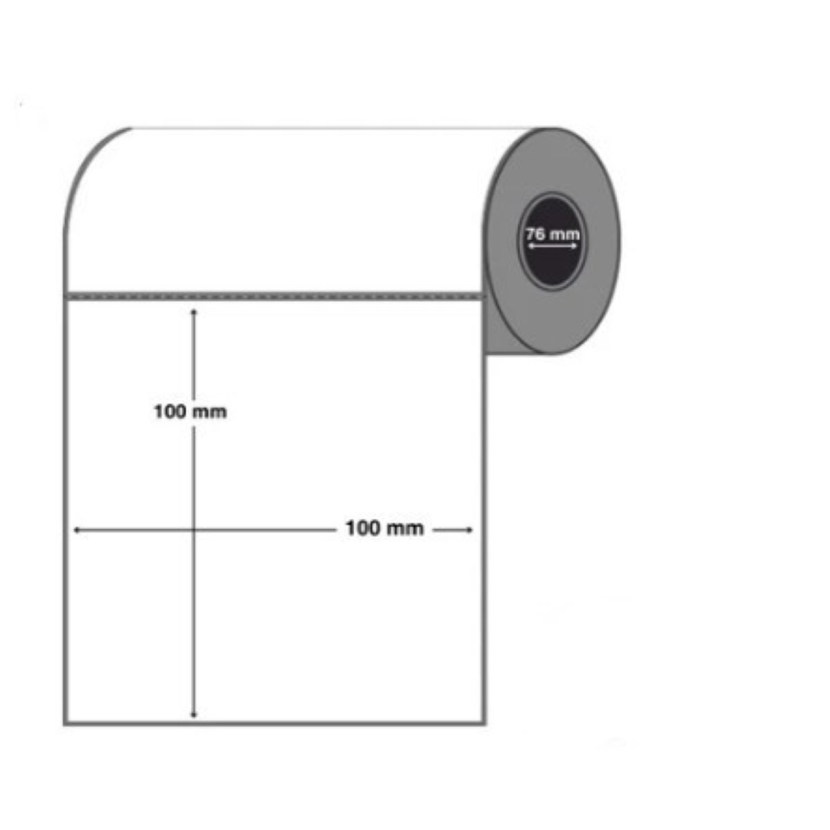 LBLTC10010076C1000NPRF_1200x1200 100mm x 100mm Blank Top Coated Direct Thermal Paper, 76mm core, 1,000 labels per roll (No perforation between labels) (4000 labels per carton)