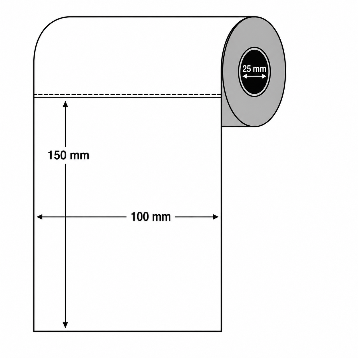 LBLTC10015025C350PERF 100x150mm Perforated Direct Thermal Label 25mm Core (12 Rolls x 350)