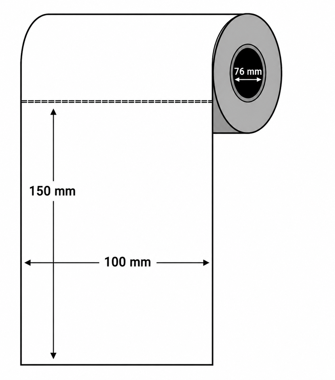LBLTC10015076C1000NPRF 100x150mm Direct Thermal Label 76mm Core (4 Rolls x 1000)