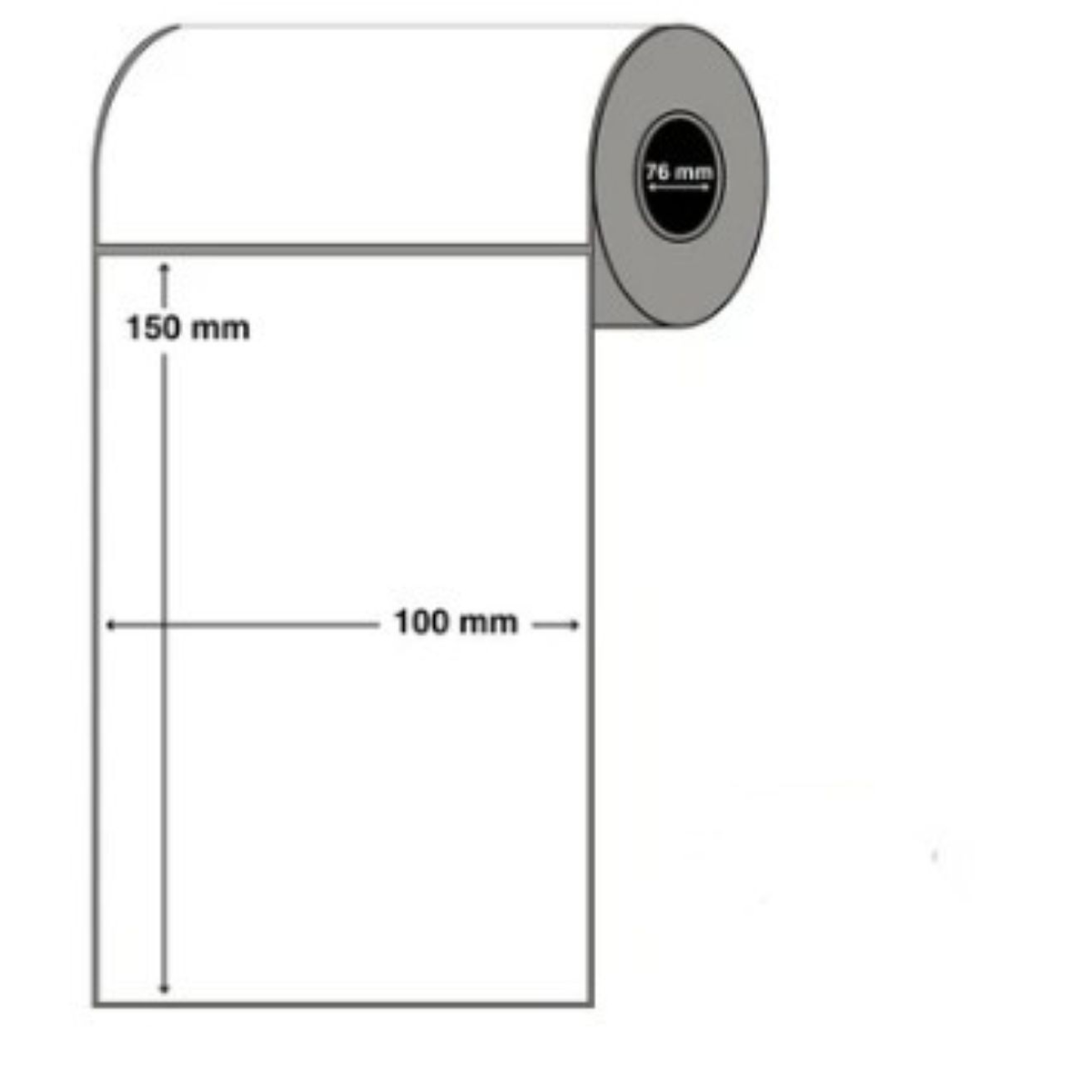 LBLTC10015076C1000NPRF_2_1200x1200 100mm x 150mm Blank Top Coated Direct Thermal Paper, 76mm core, 1,000 labels per roll (No perforation between labels) (4000 labels per carton)