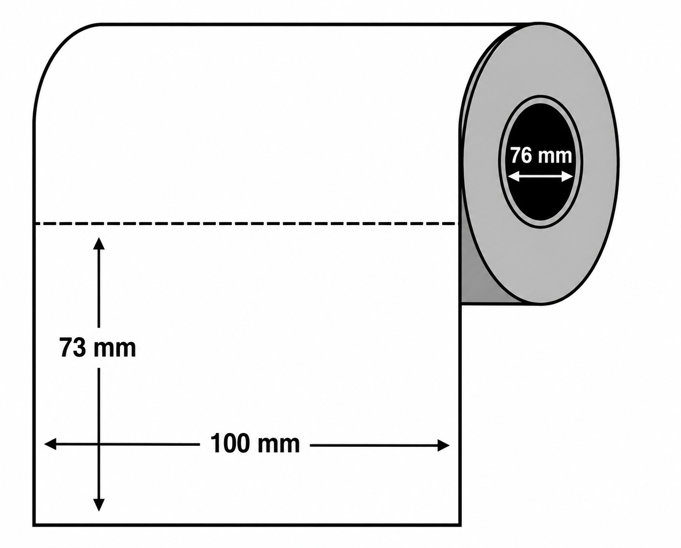 LBLTC1007376C1000PERF 100x73mm Perforated Direct Thermal Label 76mm Core (8 Rolls x 1000)