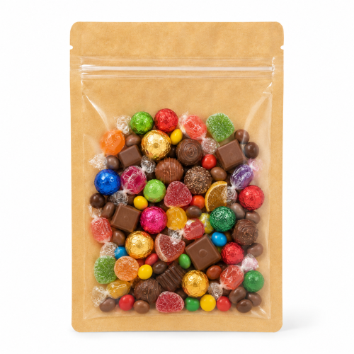 Clear/Kraft 3 Side Seal Pouche, 160×240, with Zipper (100 pcs)